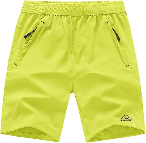 Rdruko Men's Quick Dry Hiking Shorts Lightweight Running Gym Outdoor Active Shorts with Zipper Pockets