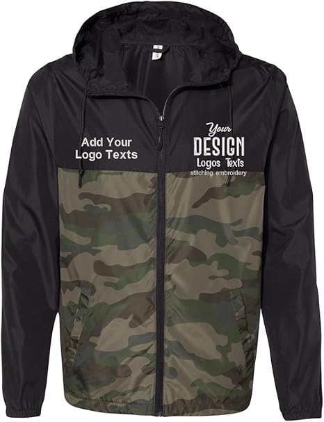 INK STITCH Unisex Exp54lwz Custom Embroidery Logo Texts Lightweight Windbreaker Zip Jackets