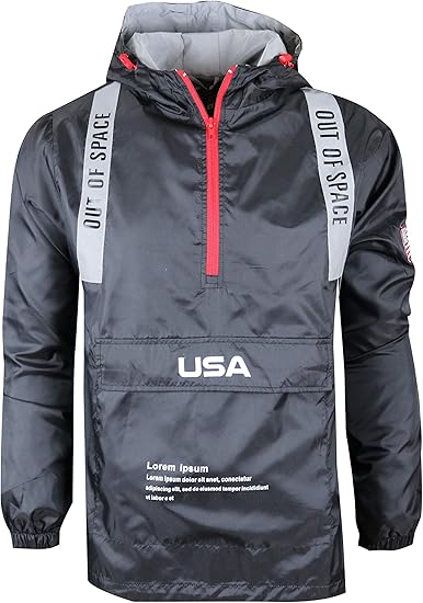 Mens Streetwear Windbreaker Jacket – Lightweight Graphic Hoodie, Graffiti Hip Hop Urban Fashion Pullover Top