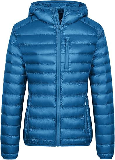Wantdo Women's Packable Down Jacket Lightweight Puffer Jacket Hooded Winter Coat
