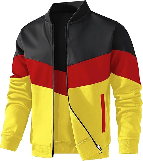 HYPESTFIT Mens Lightweight Jacket Casual Bomber Jacket Color Block Varsity Coat
